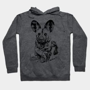 African Painted Dog Making Eye Contact Hoodie